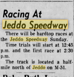 Jeddo Speedway - JUNE 20 1959 ARTICLE